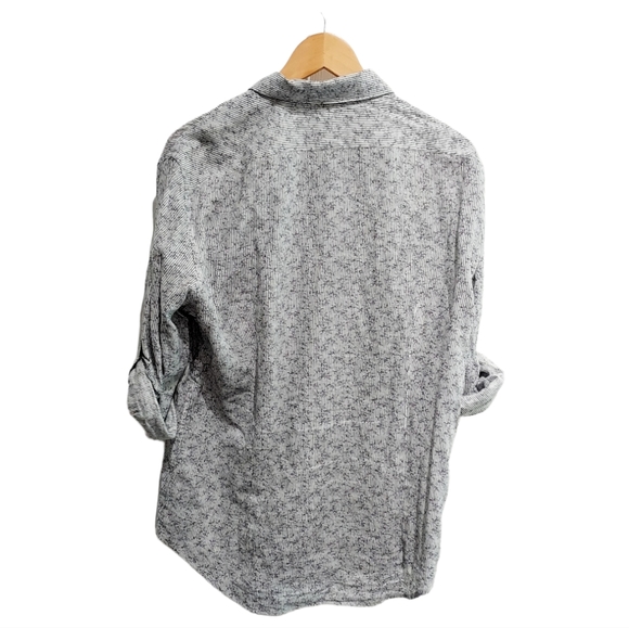 John Varvatos Linen Blend Striped Roll Up Long Sleeve Shirt, M - Picture 3 of 7